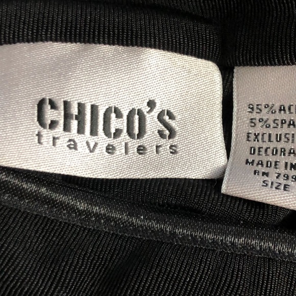 Chicos travelers black mandarin cap sleeve blouse with frog closure size 2 (M) - Picture 5 of 7
